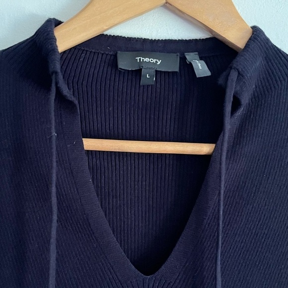 Theory Navy Blue Hudson Drawstring Pullover Top - Picture 3 of 8